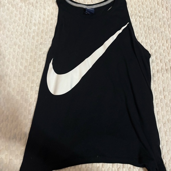 Nike Black Sleeveless Top with White Swoosh - Picture 1 of 1